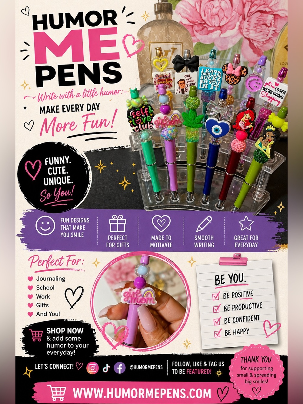 Fun Quote Pens with Colorful Charms - Picture 2 of 16